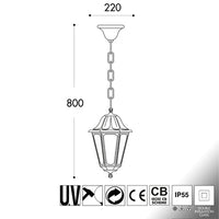 Thumbnail for Lanterna Esagonale Nera a Sospensione (Sichem/Anna) E27- IP55 - Fumagalli