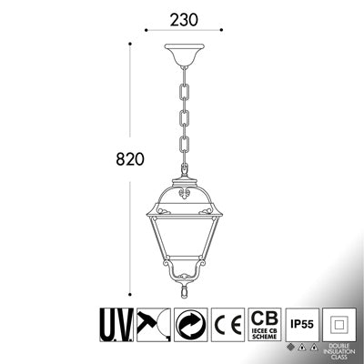 Lanterna Nera a Sospensione (Sichem/Cefa) E27- IP55 - Fumagalli