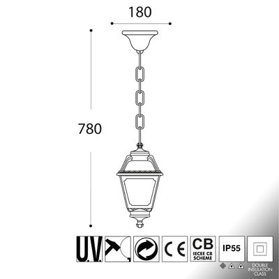 Lanterna Nera a Sospensione (Sichem/Mary) E27- IP55 - Fumagalli