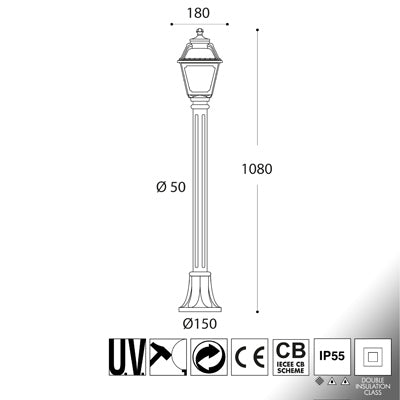 Lampioncino LED (Mizar/Mary) 110cm E27 a Filamento 6W 2700K IP55 - Fumagalli